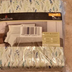 Sheet Set Full Size Cuddl Duds Blue Flora 4 Piece Micofiber Warm New